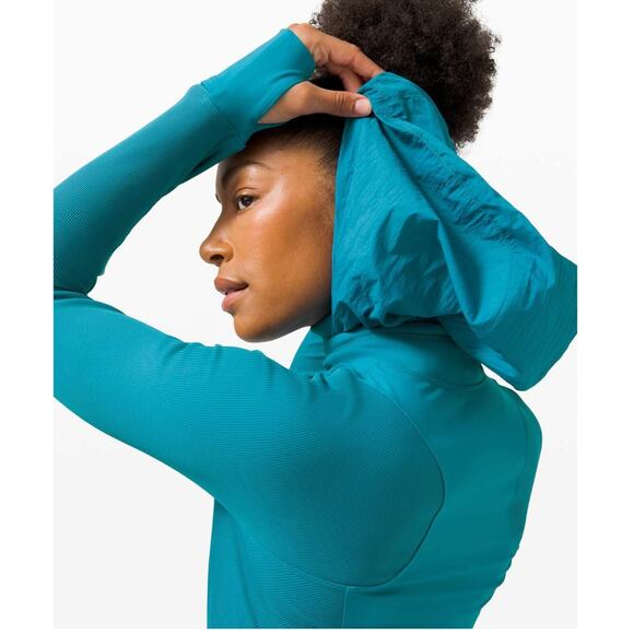 Lululemon Far and Free Full Zip Jacket Hooded Hawaiian Blue Teal Women's Size 6 - Picture 6 of 15